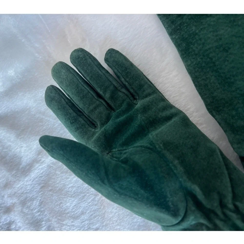 Suede Gloves Forest Green Lined Med Dark Academia Vintage MCM Forestcore Classic